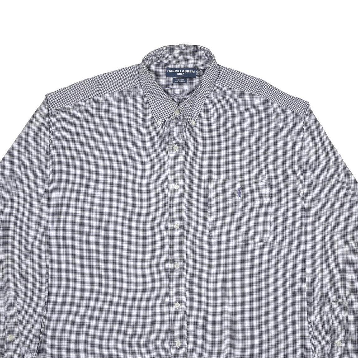 RALPH LAUREN Mens Blue & White Checked Shirt 2XL Cotton Long Sleeve Button Down