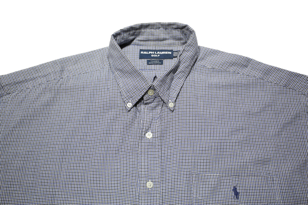 RALPH LAUREN Mens Blue & White Checked Shirt 2XL Cotton Long Sleeve Button Down