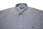 RALPH LAUREN Mens Blue & White Checked Shirt 2XL Cotton Long Sleeve Button Down
