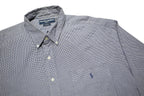 RALPH LAUREN Mens Blue & White Checked Shirt 2XL Cotton Long Sleeve Button Down
