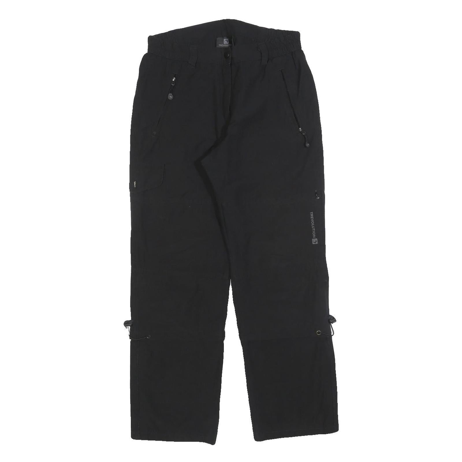 TREVOLUTION Womens Polyester Black Regular Fit Straight Leg Trousers W28 L28