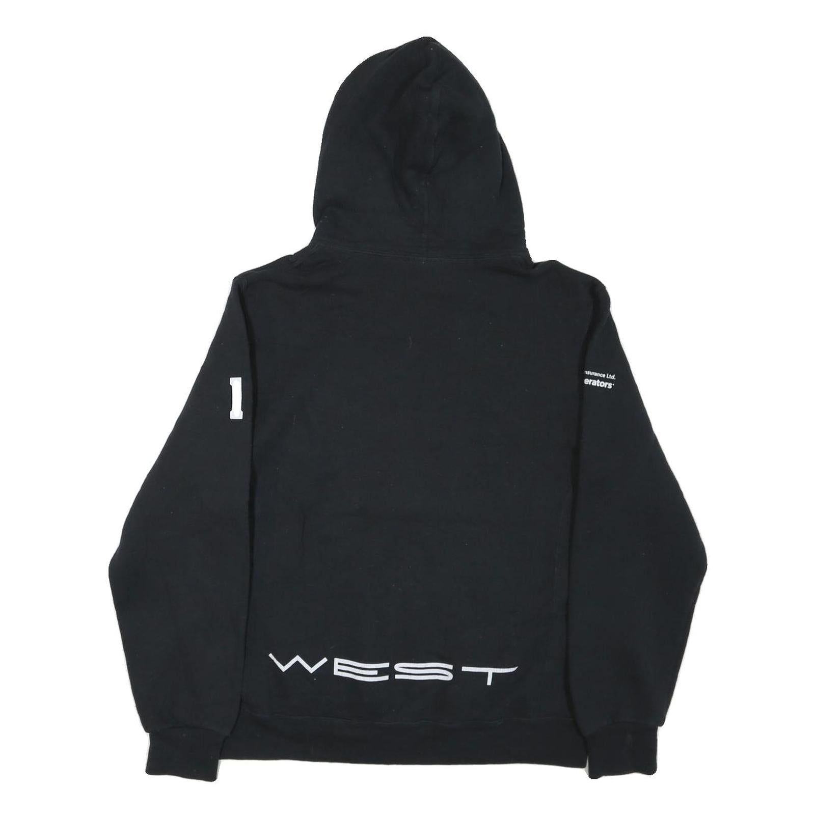 RUSSELL ATHLETIC Mens Black West Logo Pullover Hoodie M Cotton Blend