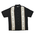 CAMPIA MODA Mens Black & Cream Palm Tree Print Cotton Blend Shirt XL Relaxed Fit