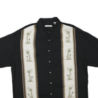 CAMPIA MODA Mens Black & Cream Palm Tree Print Cotton Blend Shirt XL Relaxed Fit