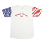 LAT SPORT Mens White Red & Blue Graphic T-Shirt L Short Sleeve Crew Neck Tri