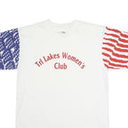 LAT SPORT Mens White Red & Blue Graphic T-Shirt L Short Sleeve Crew Neck Tri