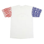 LAT SPORT Mens White Red & Blue Graphic T-Shirt L Short Sleeve Crew Neck Tri