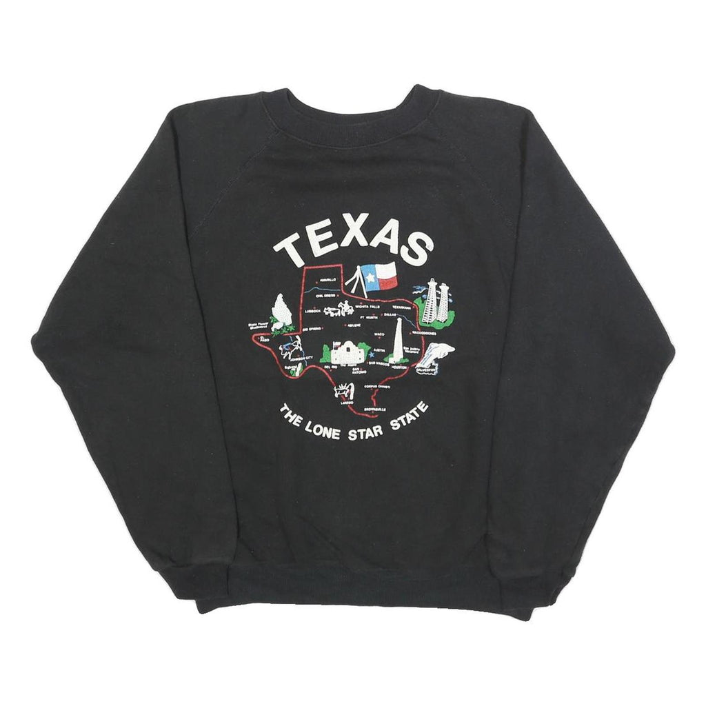 HANES Womens Black Texas Sweatshirt Crew Neck L Cotton Blend Pullover Casual