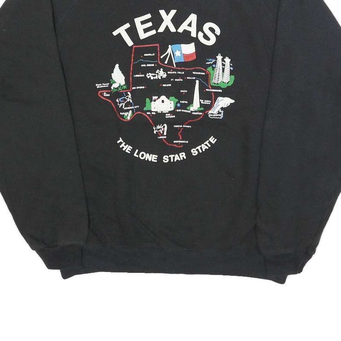 HANES Womens Black Texas Sweatshirt Crew Neck L Cotton Blend Pullover Casual