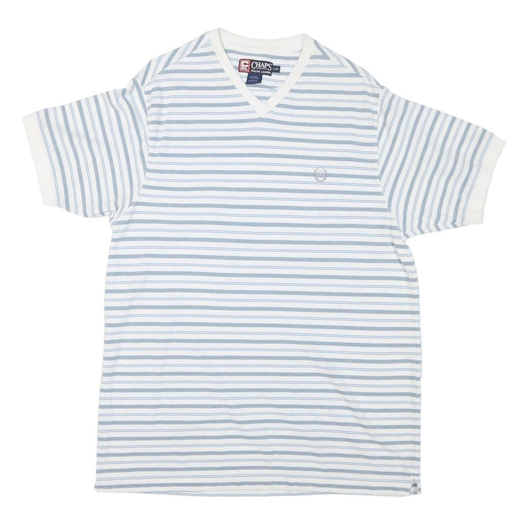 CHAPS RALPH LAUREN Mens White & Blue Striped Classic T-Shirt XL Short Sleeve