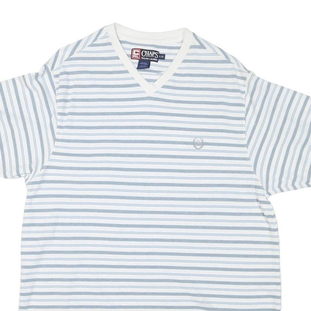 CHAPS RALPH LAUREN Mens White & Blue Striped Classic T-Shirt XL Short Sleeve