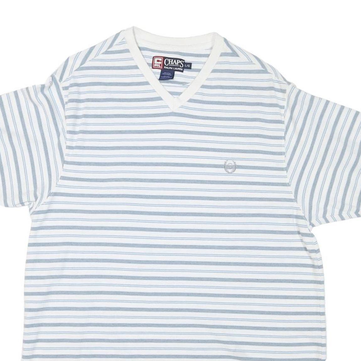 CHAPS RALPH LAUREN Mens White & Blue Striped Classic T-Shirt XL Short Sleeve