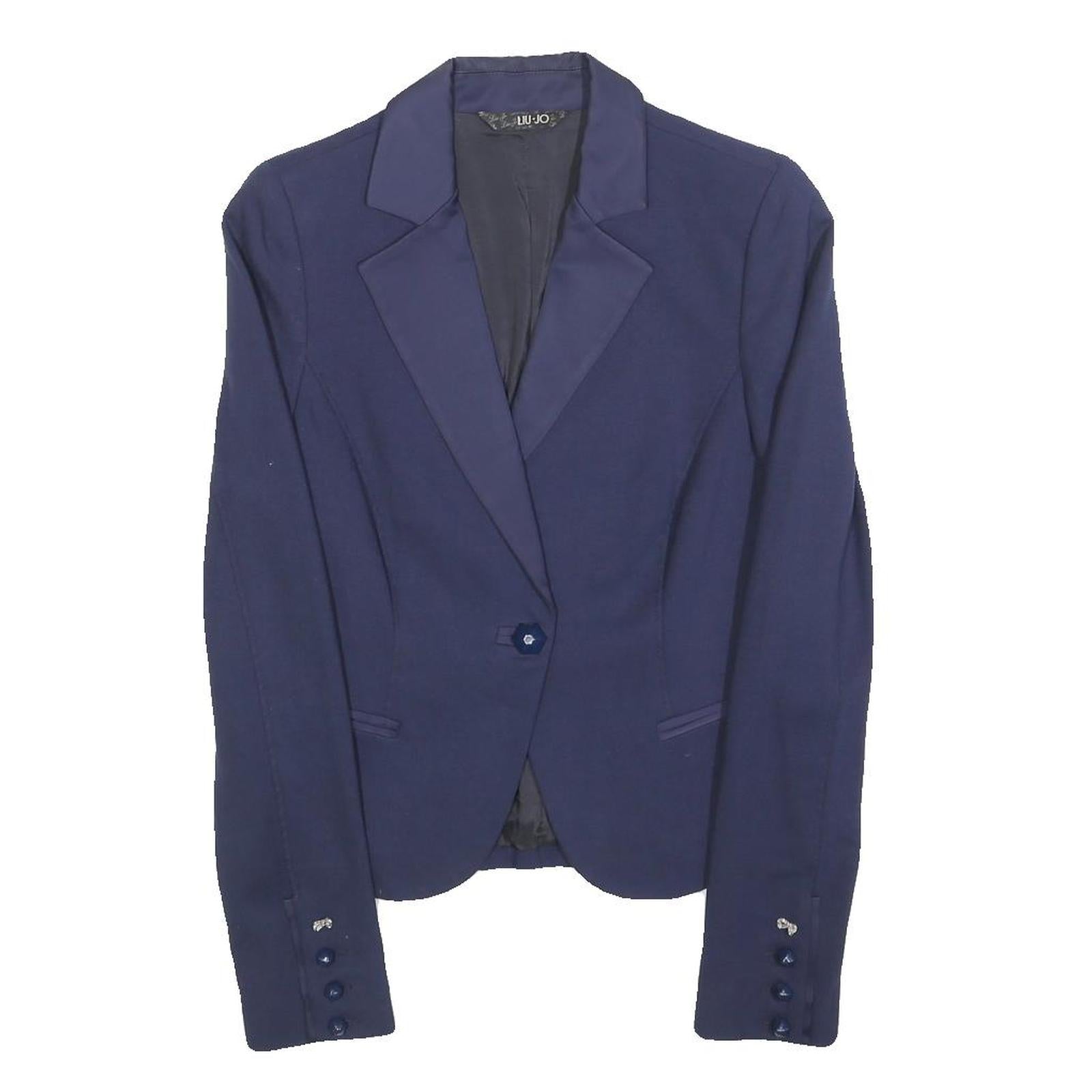 LUI JO Womens Blue Jacket XS Polyester Tailored Button Plain Elegant Stylish