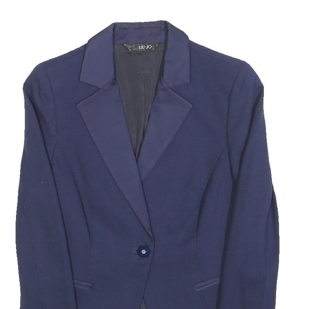LUI JO Womens Blue Jacket XS Polyester Tailored Button Plain Elegant Stylish
