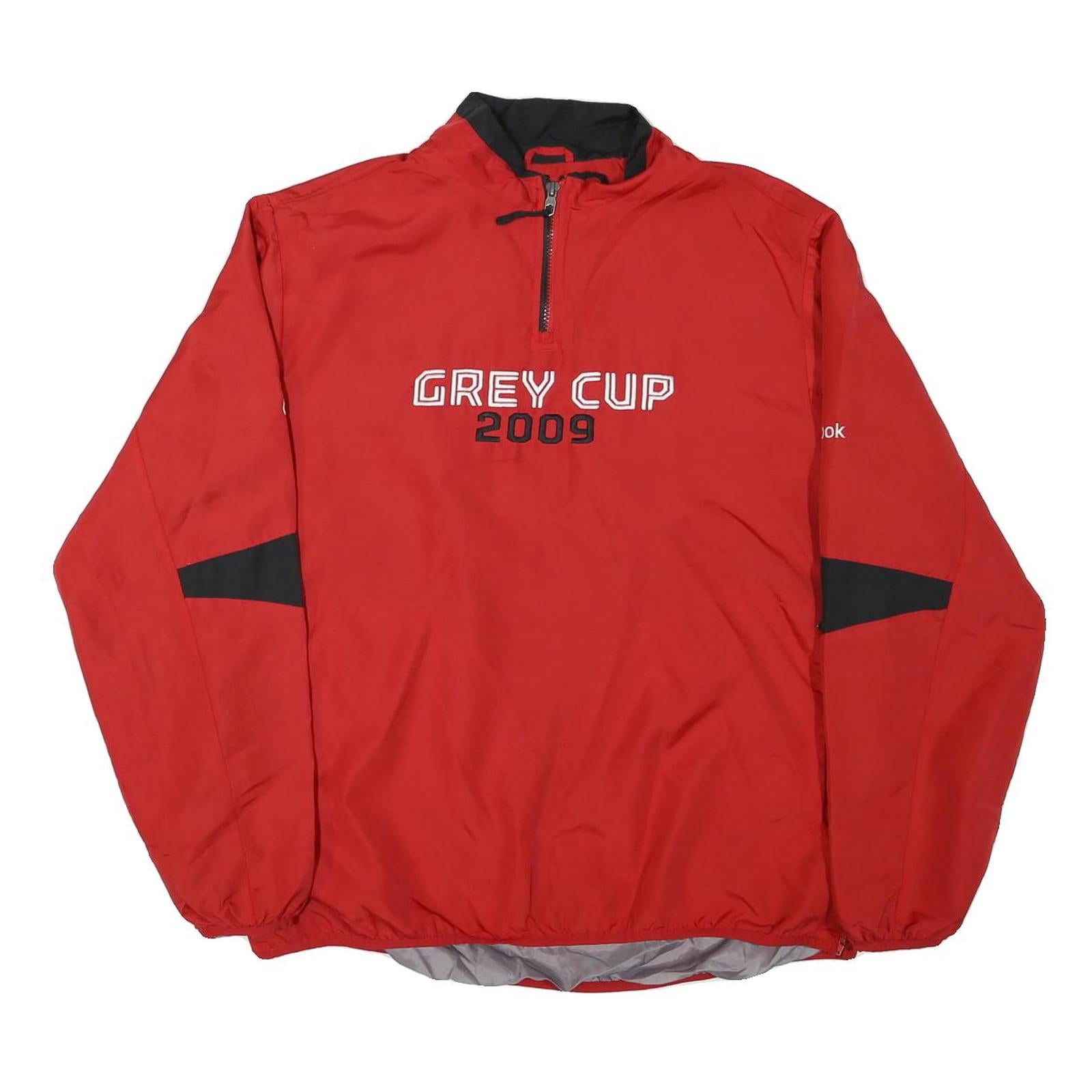 REEBOK Mens Red Grey Cup 2009 Track Jacket M Polyester Blend Zip Plain