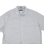 TOMMY HILFIGER Mens Light Grey & White Polka Dot Shirt XL Button Short Sleeve