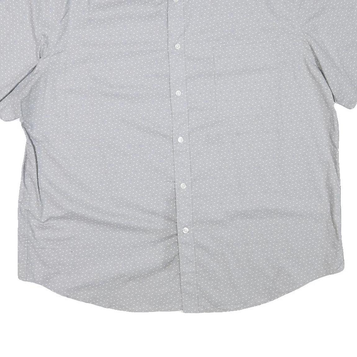 TOMMY HILFIGER Mens Light Grey & White Polka Dot Shirt XL Button Short Sleeve
