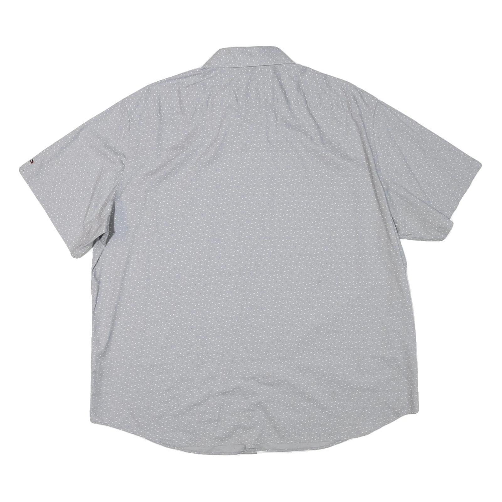 TOMMY HILFIGER Mens Light Grey & White Polka Dot Shirt XL Button Short Sleeve