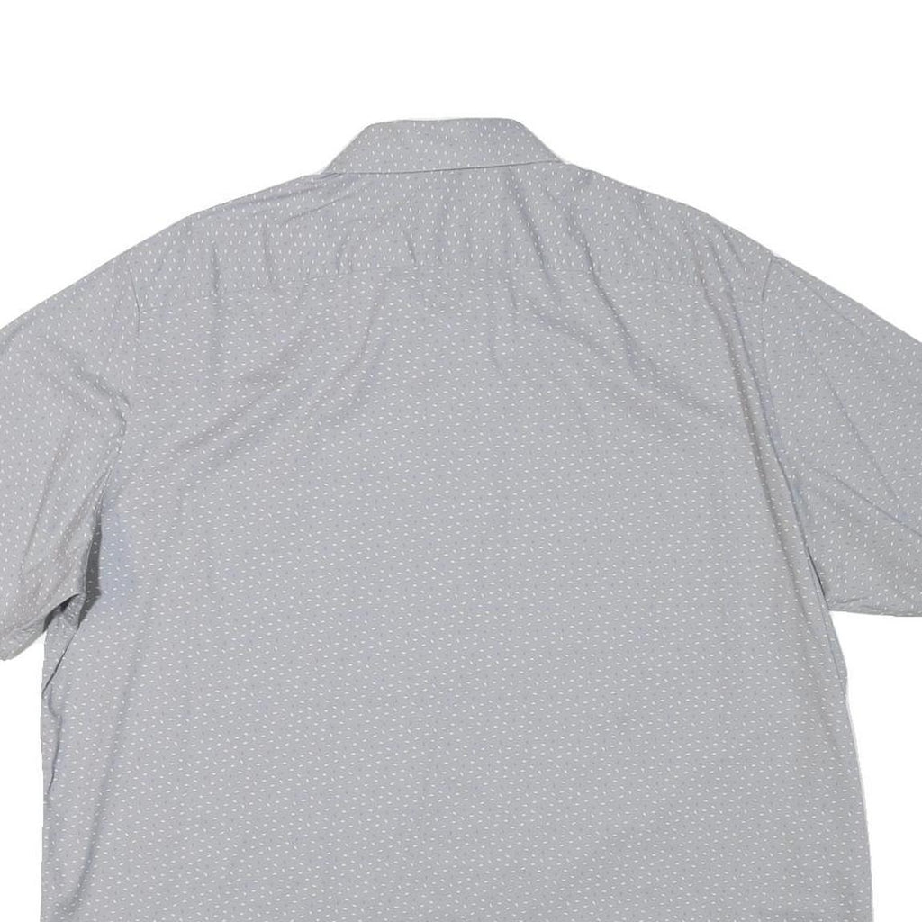 TOMMY HILFIGER Mens Light Grey & White Polka Dot Shirt XL Button Short Sleeve