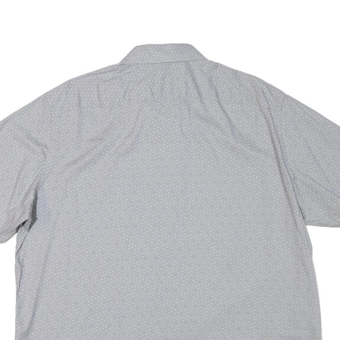 TOMMY HILFIGER Mens Light Grey & White Polka Dot Shirt XL Button Short Sleeve