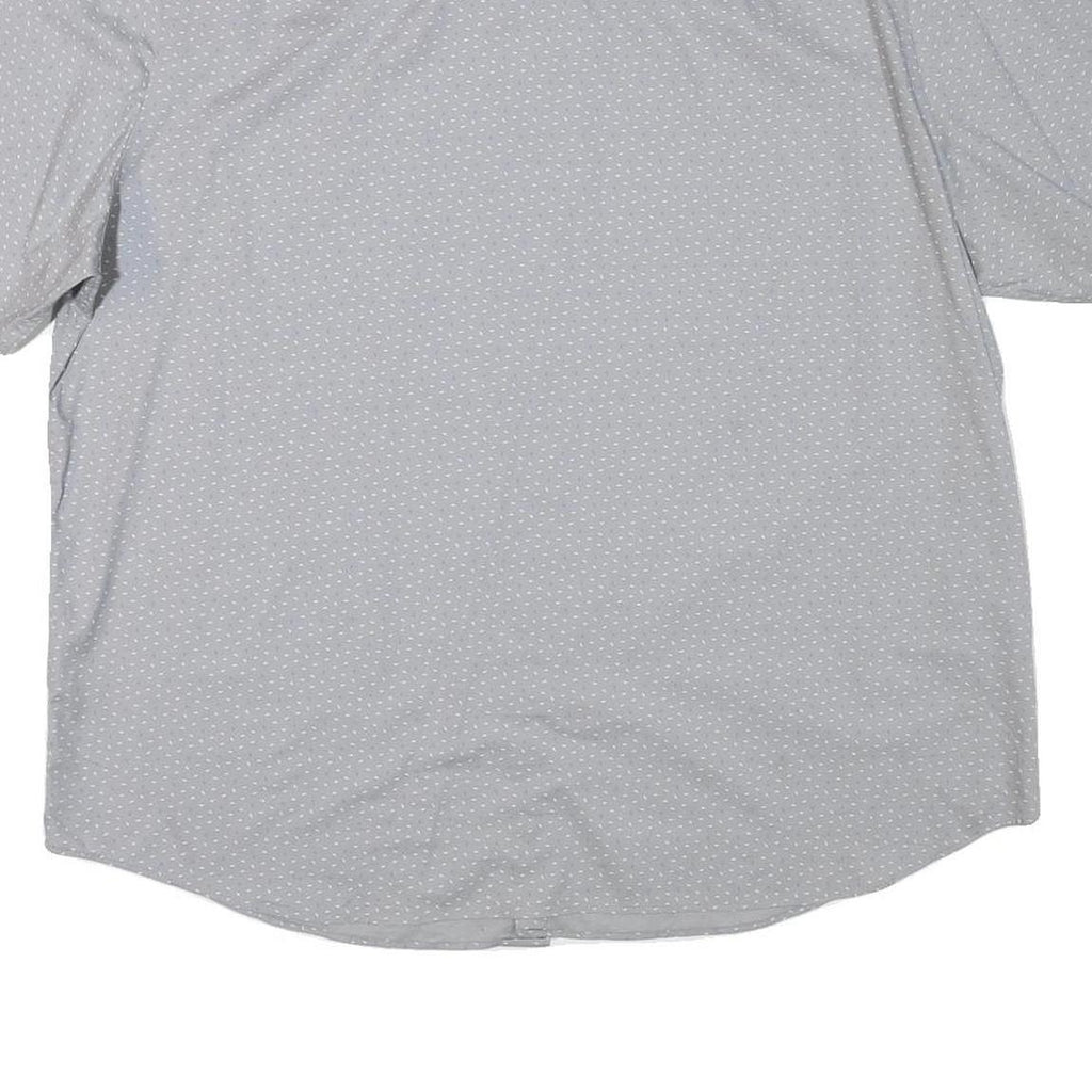 TOMMY HILFIGER Mens Light Grey & White Polka Dot Shirt XL Button Short Sleeve