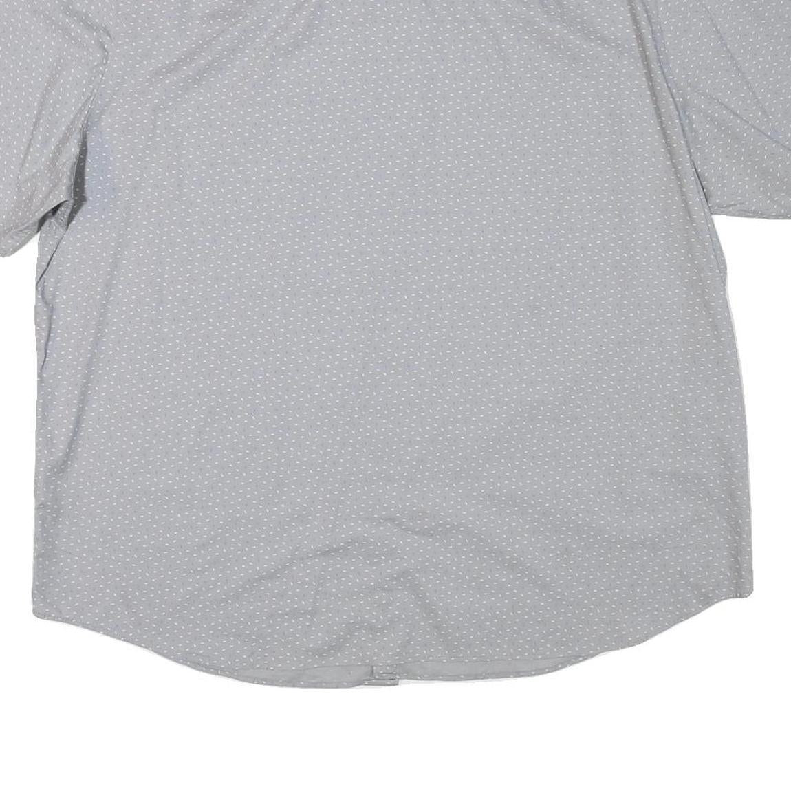 TOMMY HILFIGER Mens Light Grey & White Polka Dot Shirt XL Button Short Sleeve