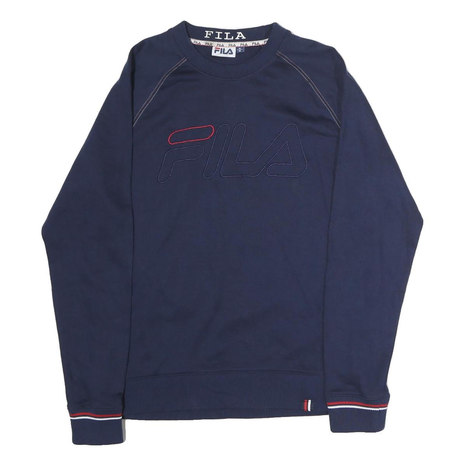 FILA Mens Navy Blue Crew Neck M Cotton Logo Sweatshirt
