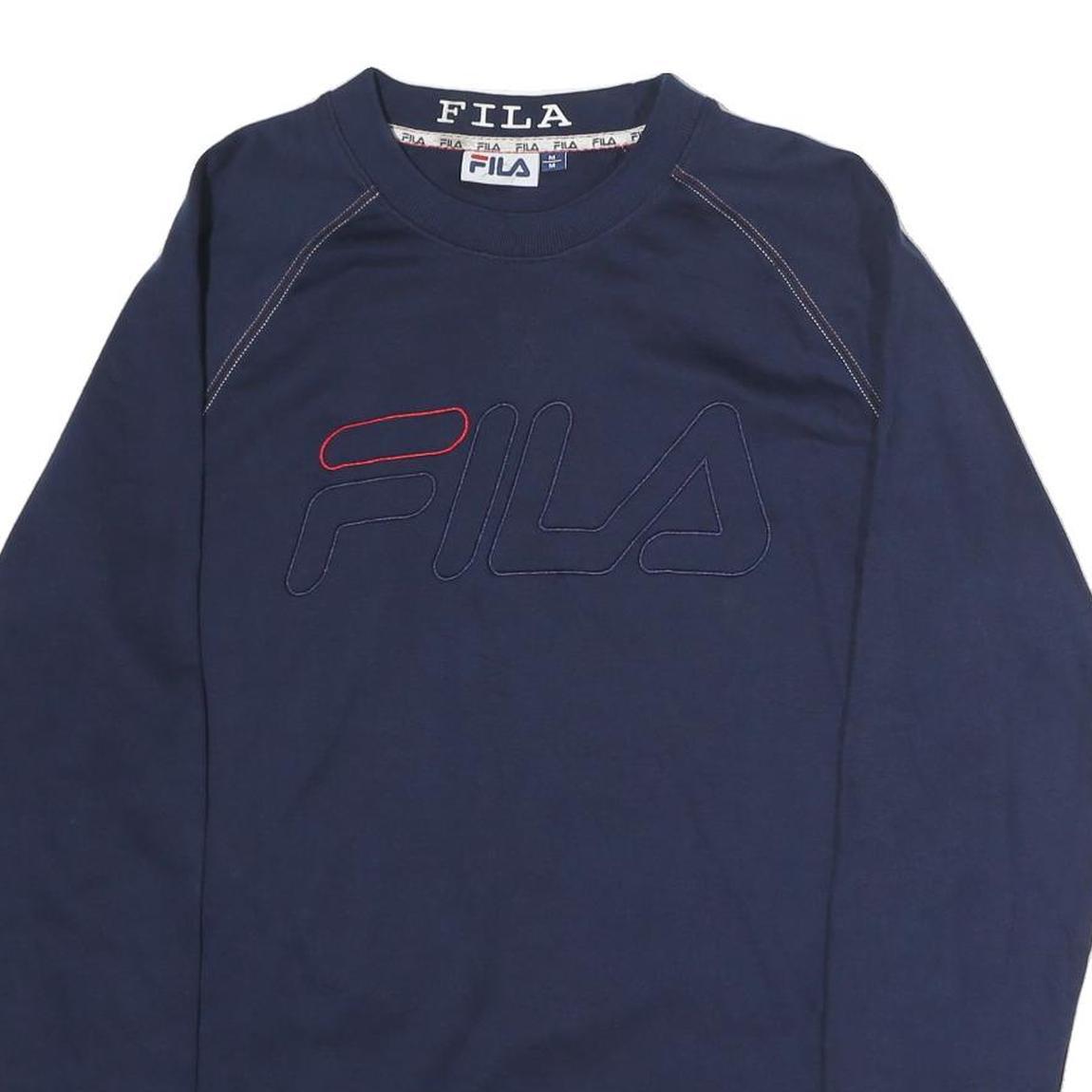 FILA Mens Navy Blue Crew Neck M Cotton Logo Sweatshirt