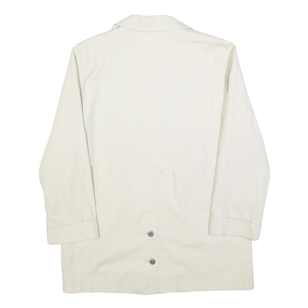 Womens Cream Button Jacket UK 14 Polyester Blend Plain Classic Long Sleeve