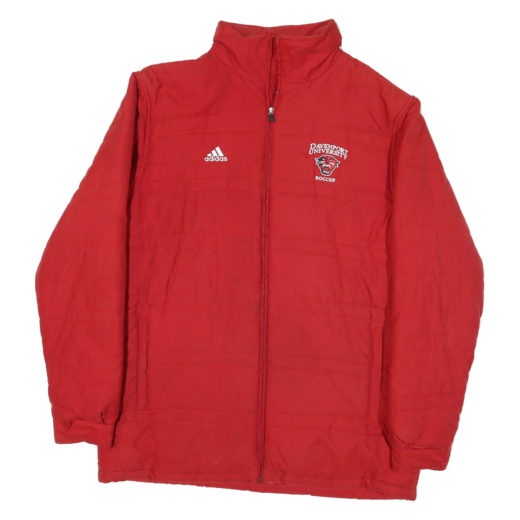 ADIDAS Mens Red Davenport University Soccer Zip Jacket L Polyester Blend Plain