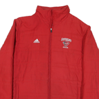 ADIDAS Mens Red Davenport University Soccer Zip Jacket L Polyester Blend Plain