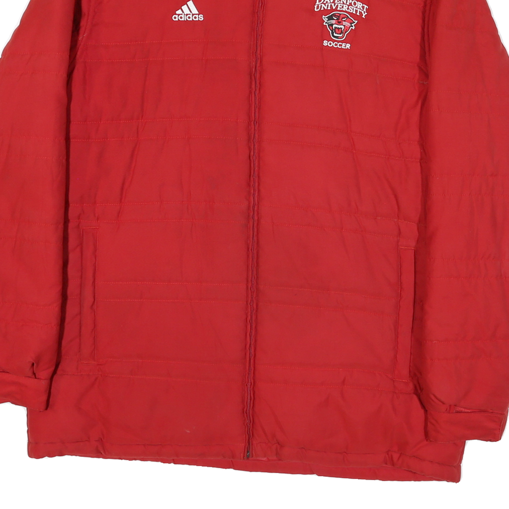 ADIDAS Mens Red Davenport University Soccer Zip Jacket L Polyester Blend Plain