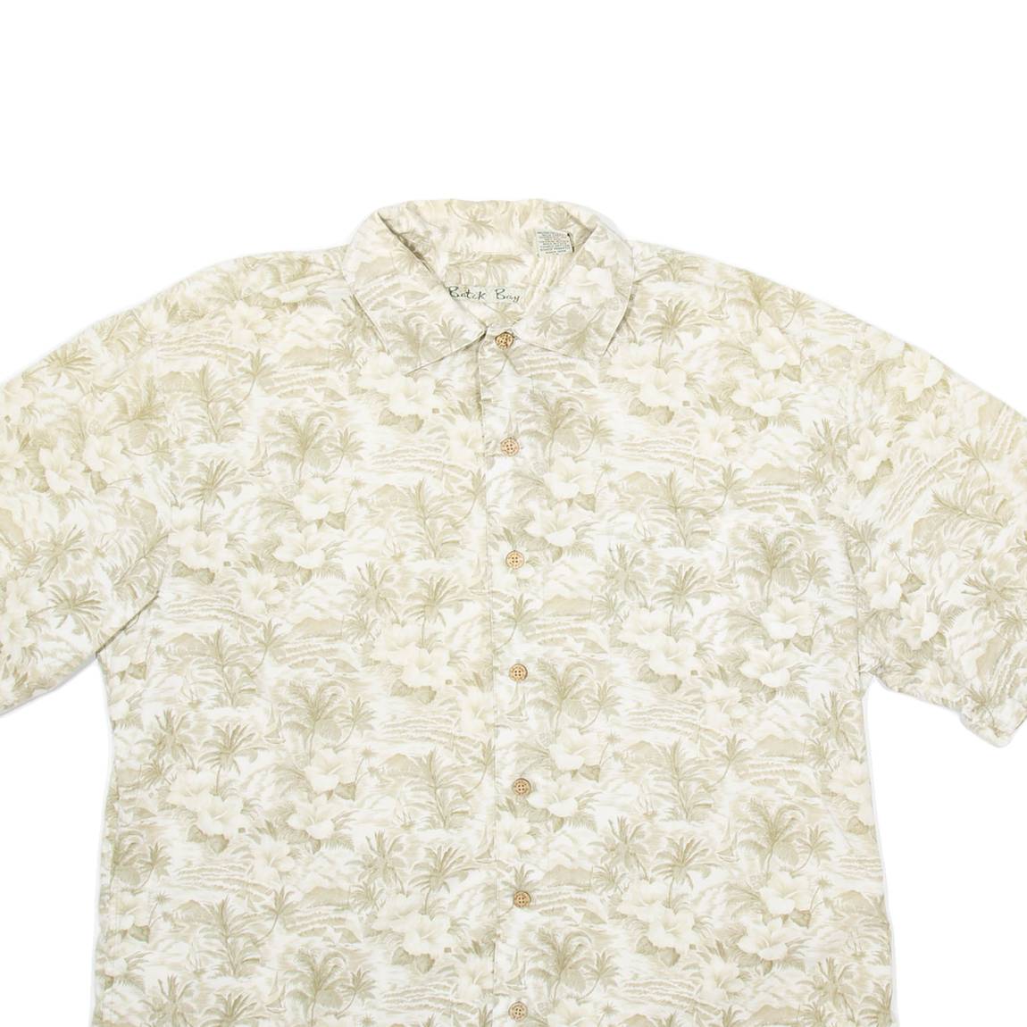 BATIK BAY Mens Hawaiian Shirt Beige Floral L