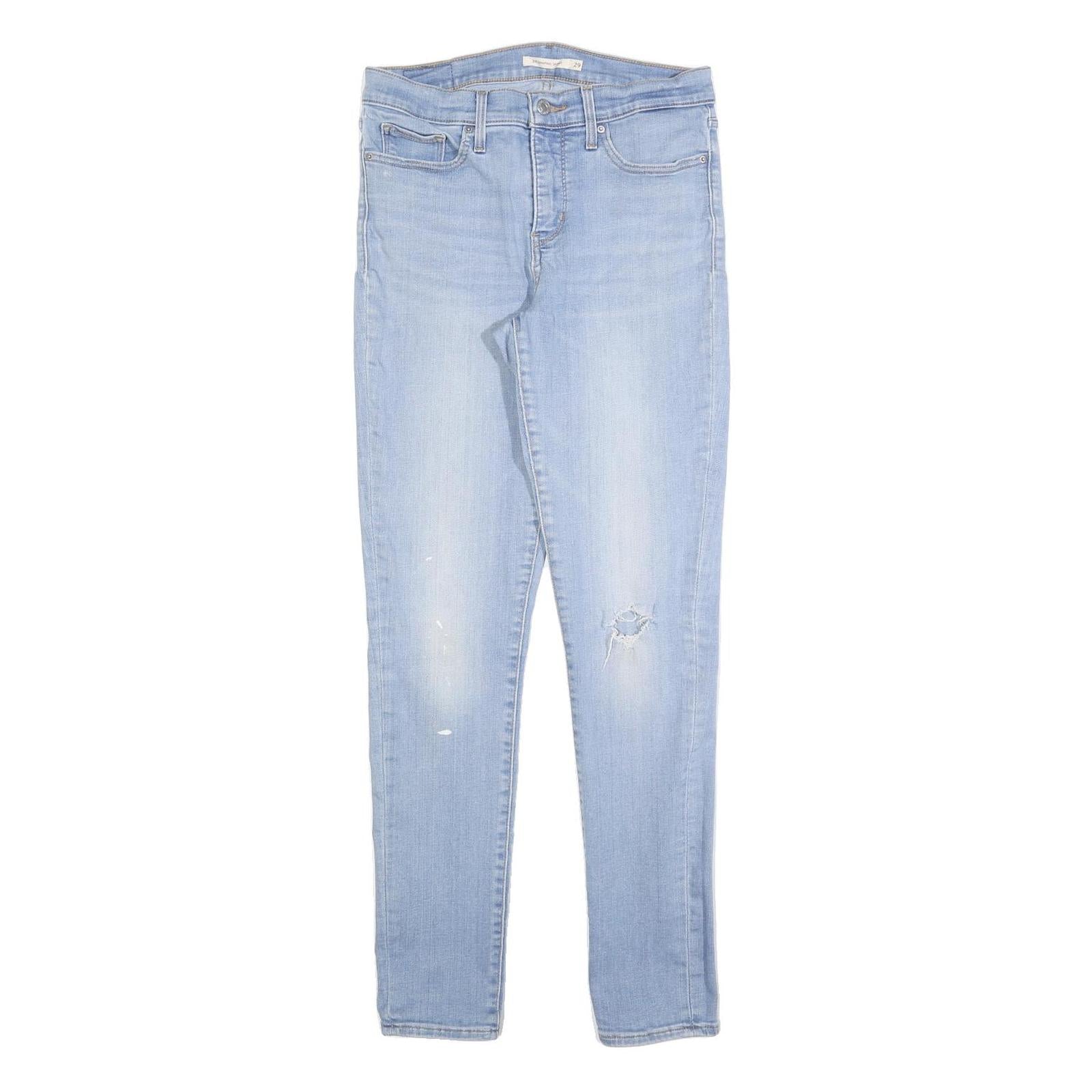 LEVI'S 311 Womens Jeans Light Blue Slim Skinny Denim W29 L32 Distressed Zip