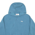 FILA Womens Blue Pullover Hoodie M Cotton Blend Drawstring Hood Casual