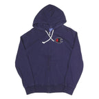 CHAMPION Womens Navy Full Zip Hoodie S Cotton Blend Drawstring Pocket
