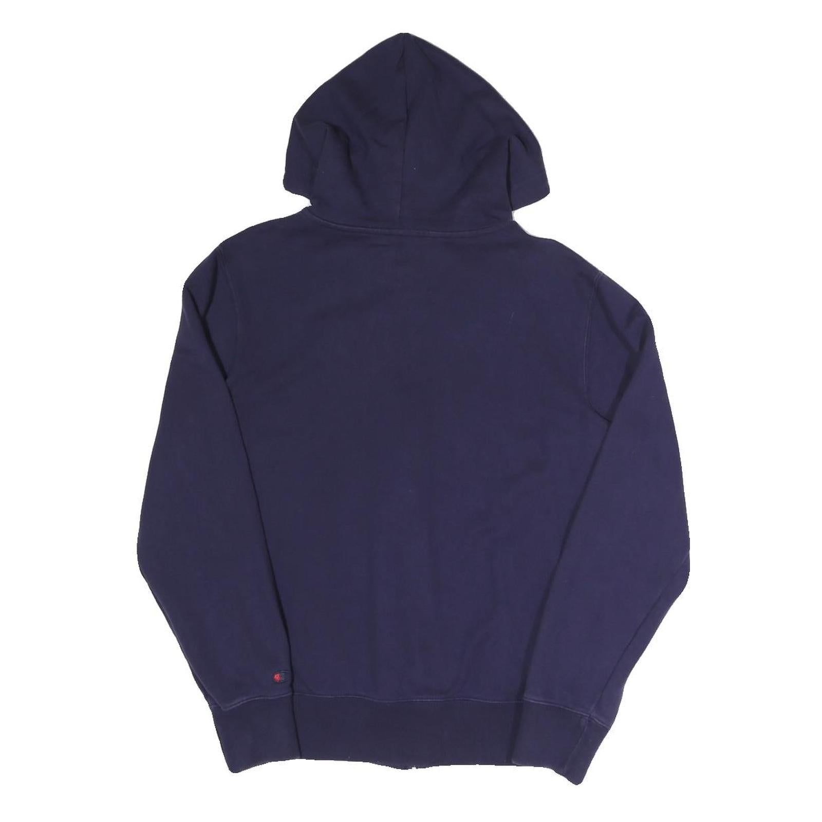 CHAMPION Womens Navy Full Zip Hoodie S Cotton Blend Drawstring Pocket