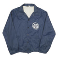 Mens Navy Blue Nylon Jacket L Button Closure Plain Lightweight Casual