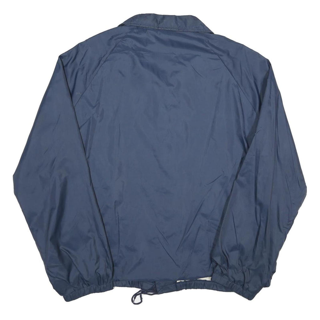Mens Navy Blue Nylon Jacket L Button Closure Plain Lightweight Casual