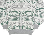 NEW FAST Mens Grey & White Patterned Cotton Blend Jumper M Crew Neck Chunky Knit