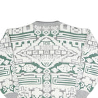 NEW FAST Mens Grey & White Patterned Cotton Blend Jumper M Crew Neck Chunky Knit