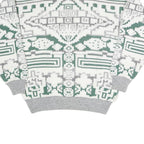 NEW FAST Mens Grey & White Patterned Cotton Blend Jumper M Crew Neck Chunky Knit