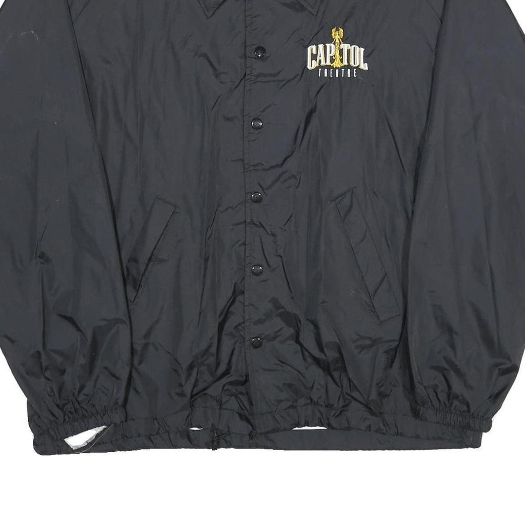 TRI-MARK Mens Black XL Nylon Coach Jacket Plain Button Closure Casual