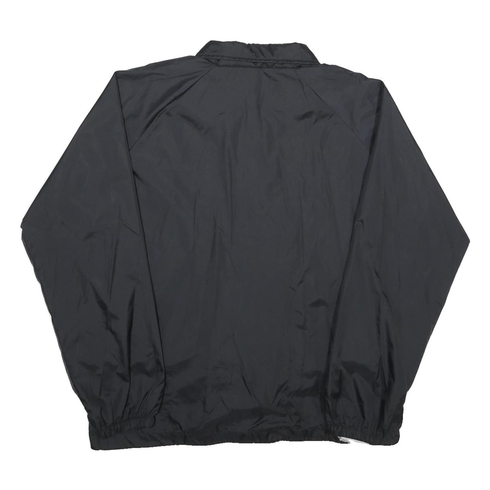 TRI-MARK Mens Black XL Nylon Coach Jacket Plain Button Closure Casual