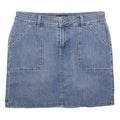 LEE Womens Blue Denim Mini Skirt Cotton Blend Casual Pockets Size M