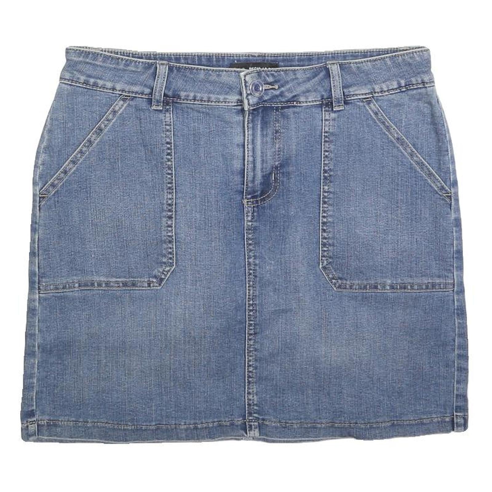 LEE Womens Blue Denim Mini Skirt Cotton Blend Casual Pockets Size M