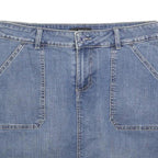 LEE Womens Blue Denim Mini Skirt Cotton Blend Casual Pockets Size M