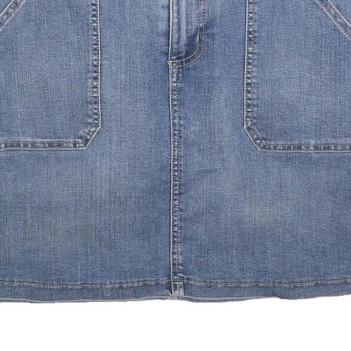 LEE Womens Blue Denim Mini Skirt Cotton Blend Casual Pockets Size M