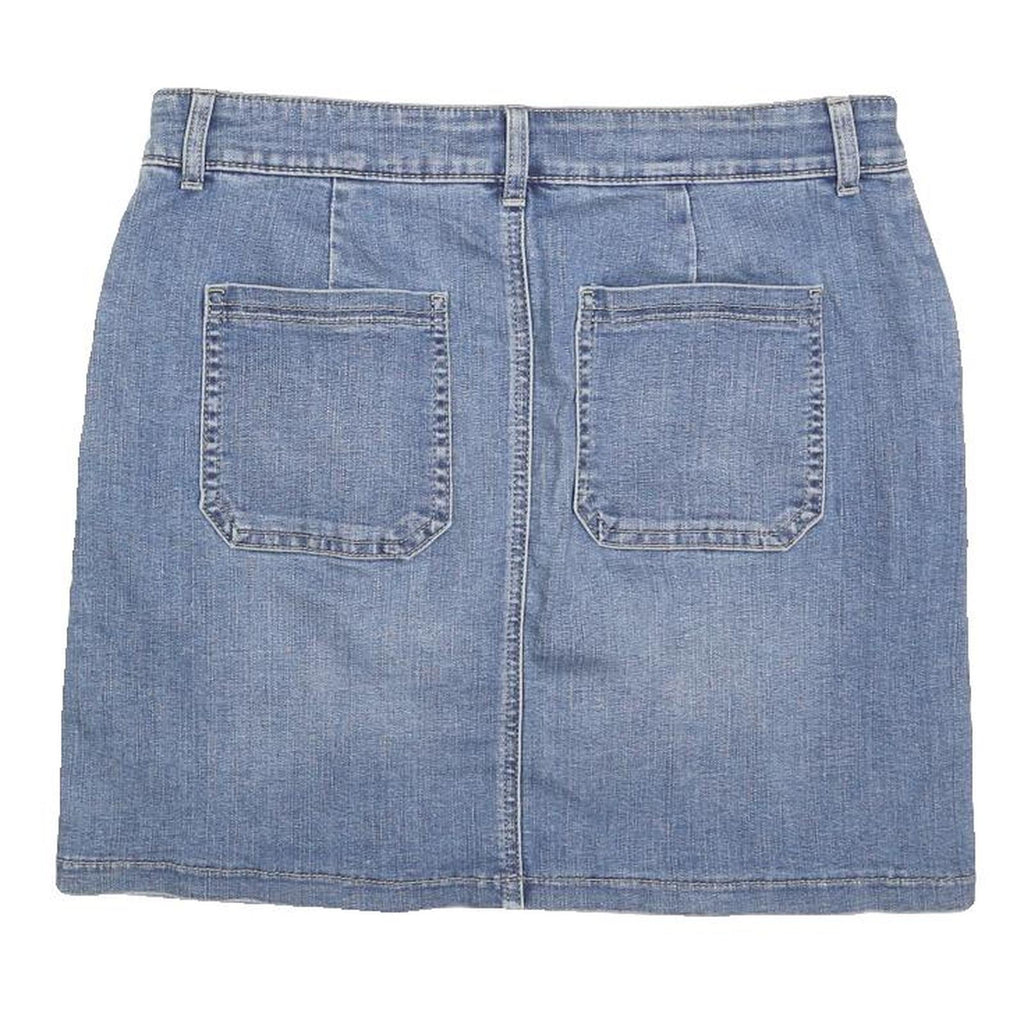 LEE Womens Blue Denim Mini Skirt Cotton Blend Casual Pockets Size M