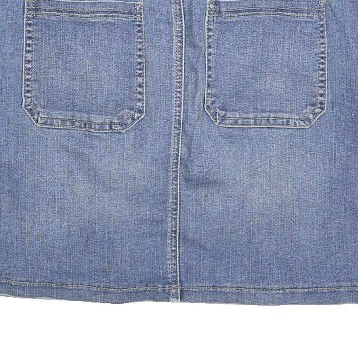 LEE Womens Blue Denim Mini Skirt Cotton Blend Casual Pockets Size M